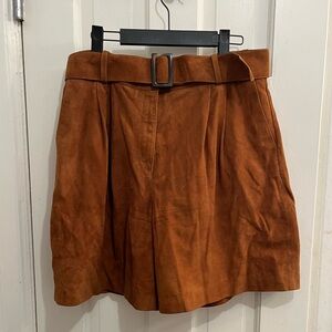 Massimo Dutti Brown Suede Shorts